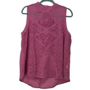 Umgee Pink Lacy sleeveless Top